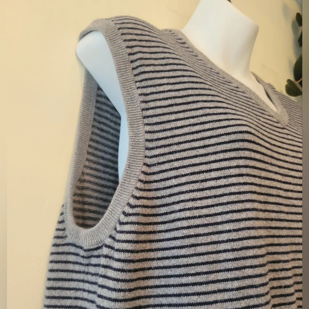 J. Crew Cotton / Cashmere Pullover Sweater Vest 90534 Striped eclectic grandpa